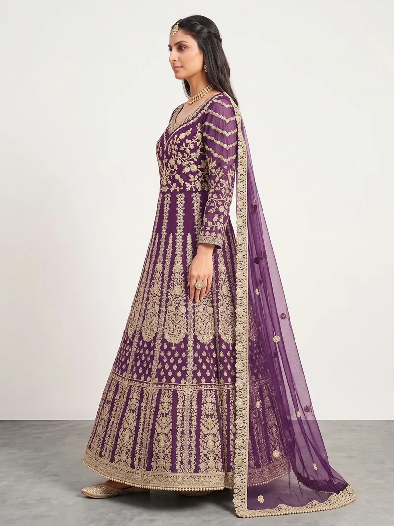 FC 2701 Purple Sequins Work & Embroidery Work Salwar Suiti Peach Butterfly Net. Grab it for ₹3149. Delivery 4-6 Working Days. Shop now. | Casual Suits, Jump Suits, Creative suits, Designer Suits, Palazzo Suits, Party Wear Suits, Patiala Suits, Salwar suit, Straight Suits