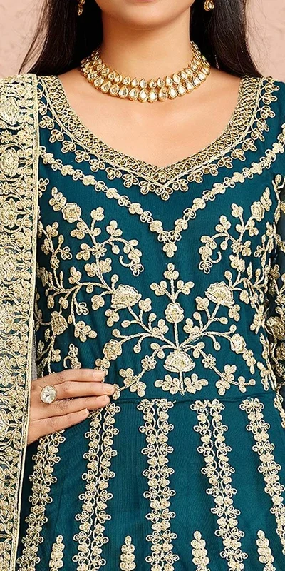 FC 2701 Teal Sequins Work & Embroidery Work Salwar Suitin Peach Butterfly Net. Grab it for ₹3149. Delivery 4-6 Working Days. Shop now. | Casual Suits, Jump Suits, Creative suits, Designer Suits, Palazzo Suits, Party Wear Suits, Patiala Suits, Salwar suit, Straight Suits
