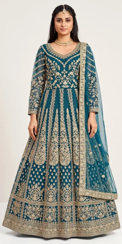 FC 2701 Teal Sequins Work & Embroidery Work Salwar Suitin Peach Butterfly Net. Grab it for ₹3149. Delivery 4-6 Working Days. Shop now. | Casual Suits, Jump Suits, Creative suits, Designer Suits, Palazzo Suits, Party Wear Suits, Patiala Suits, Salwar suit, Straight Suits