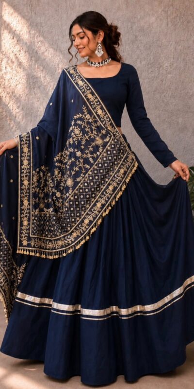BE 510 Navy Blue Color Rayon Embroidery Work & Cowrie Work Lehenga Choli . Grab it for ₹2399. Delivery 4-6 Working Days. Shop now. | Bollywood Lehenga, Creative Lehenga, Designer Lehenga, Embroidered Lehenga, Lehenga, Party Wear Lehenga