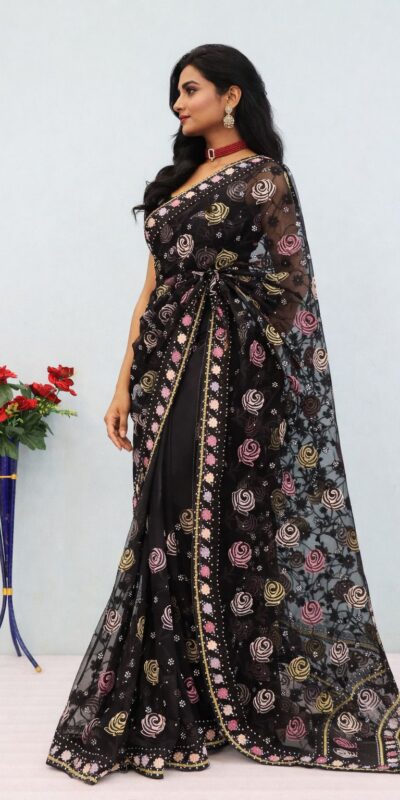 BT GULABO Black Color Butterfly Net 5mm Sequence Embroiderer Work Saree Casual, Wedding, Festive, Events . Expected Delivery 4-6 Working Days @2299/- only | Creative Sarees, Bollywood Sarees, Designer Sarees, Embroidered Sarees, Ethnic Saree, Modern Digital sarees, Party Wear Sarees, Sarees