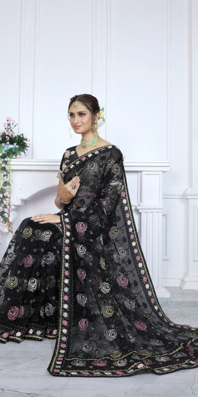 BT GULABO Black Color Butterfly Net 5mm Sequence Embroiderer Work Saree Casual, Wedding, Festive, Events . Expected Delivery 4-6 Working Days @2299/- only | Creative Sarees, Bollywood Sarees, Designer Sarees, Embroidered Sarees, Ethnic Saree, Modern Digital sarees, Party Wear Sarees, Sarees