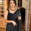 Party Wear Black Color Georgette Sequence Work Saree For Women's