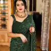 Party Wear Green Color Georgette Sequence Work Saree For Women's