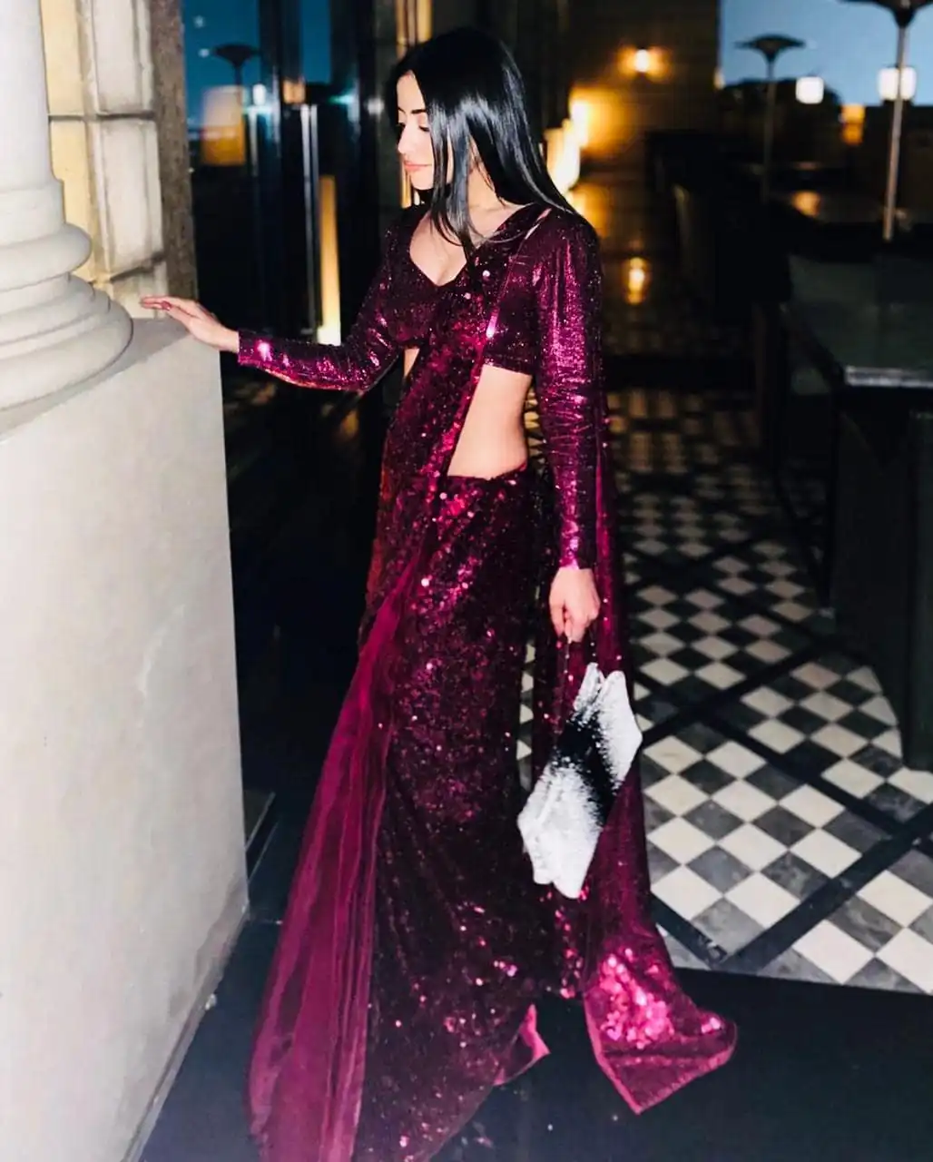 L1264G Dark Purple Saree And Blouse: Fancy Rangoli Silk Work: Sequence With Embroidery Work Party, Wedding, Events Sequence Saree @2149 | Bollywood Sarees, Creative Sarees, Designer Sarees, Embroidered Sarees, Ethnic Saree, Party Wear Sarees, Sarees