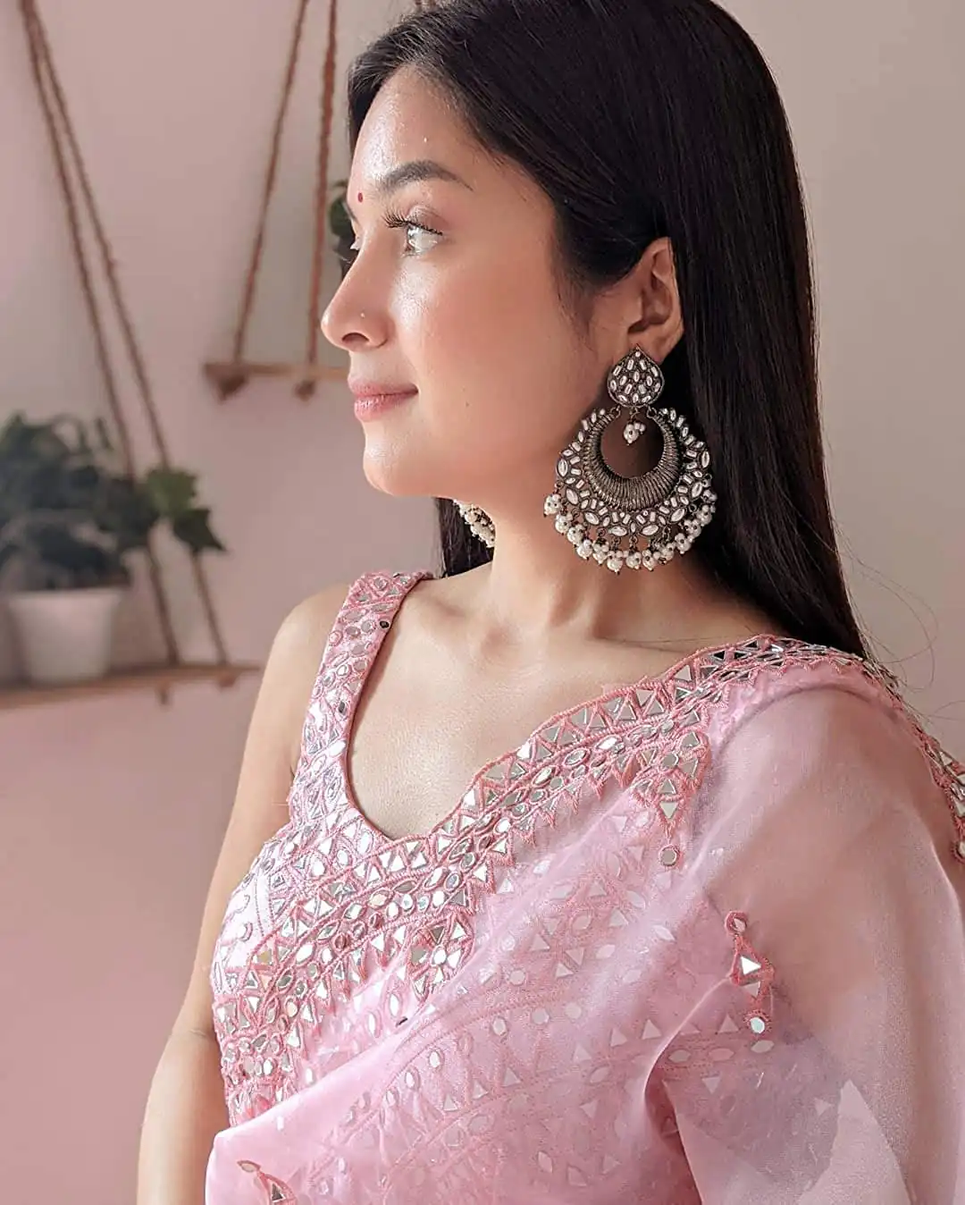 KD 215 Baby Pink Saree : Original Organza Blouse : Banglori Silk Work : Beautiful Embroidery With Real Mirror Work Party, Wedding @1499/- | Bollywood Sarees, Creative Sarees, Designer Sarees, Embroidered Sarees, Modern Digital sarees, Party Wear Sarees, Sarees