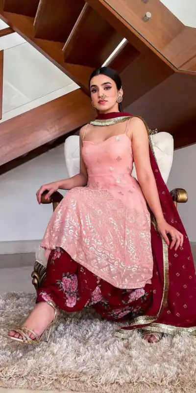 KF 1351 Pink Top : Heavy Georgette Patiala : Heavy Georgette Work : Embroidery Chain Stitch Work Wedding, Party, Festive @1999/-Only | Casual Suits, Creative suits, Designer Suits, Palazzo Suits, Party Wear Suits, Salwar suit, Straight Suits