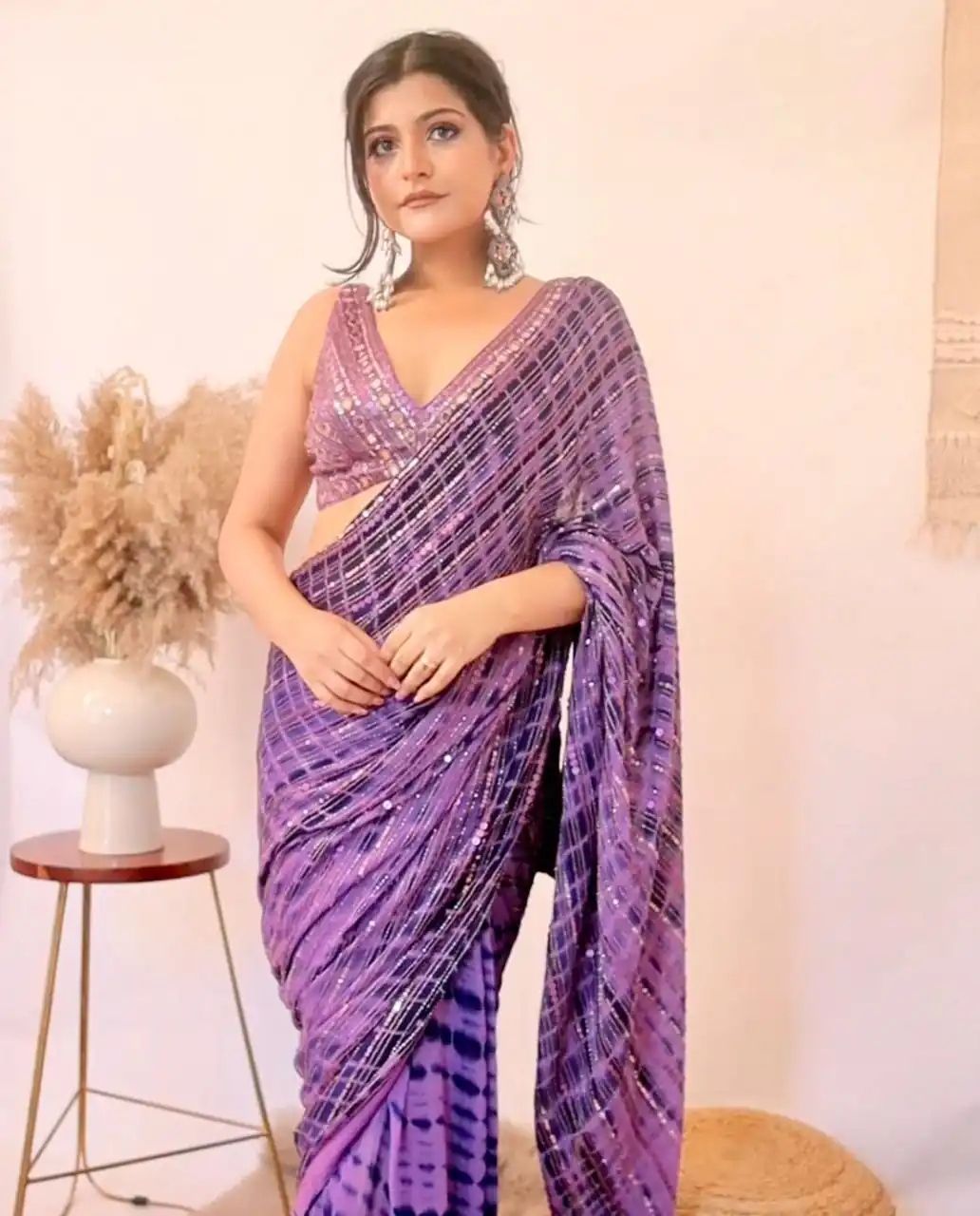 LG 1329 Purple Saree : Georgette Blouse :Taffeta Silk Double Sequence Embroidery Work With Real Mirror Hand Work Party, Wedding,@2149/- Only | Bollywood Sarees, Creative Sarees, Designer Sarees, Embroidered Sarees, Ethnic Saree, Modern Digital sarees, Party Wear Sarees, Sarees