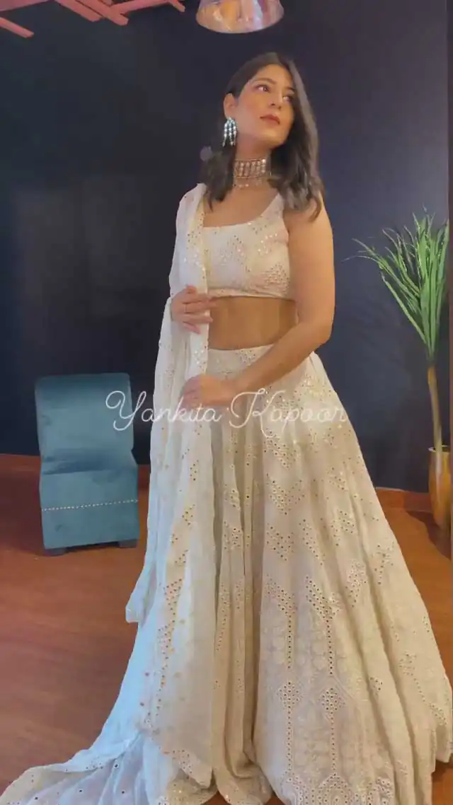 RTC 6221 White Lehenga : Georgette Work : Heavy Embroidery With Sequence Work Blouse : Georgette Party, Festive, Events Etc.@1999/- Only | Bollywood Lehenga, Creative Lehenga, Designer Lehenga, Embroidered Lehenga, Lehenga, Party Wear Lehenga