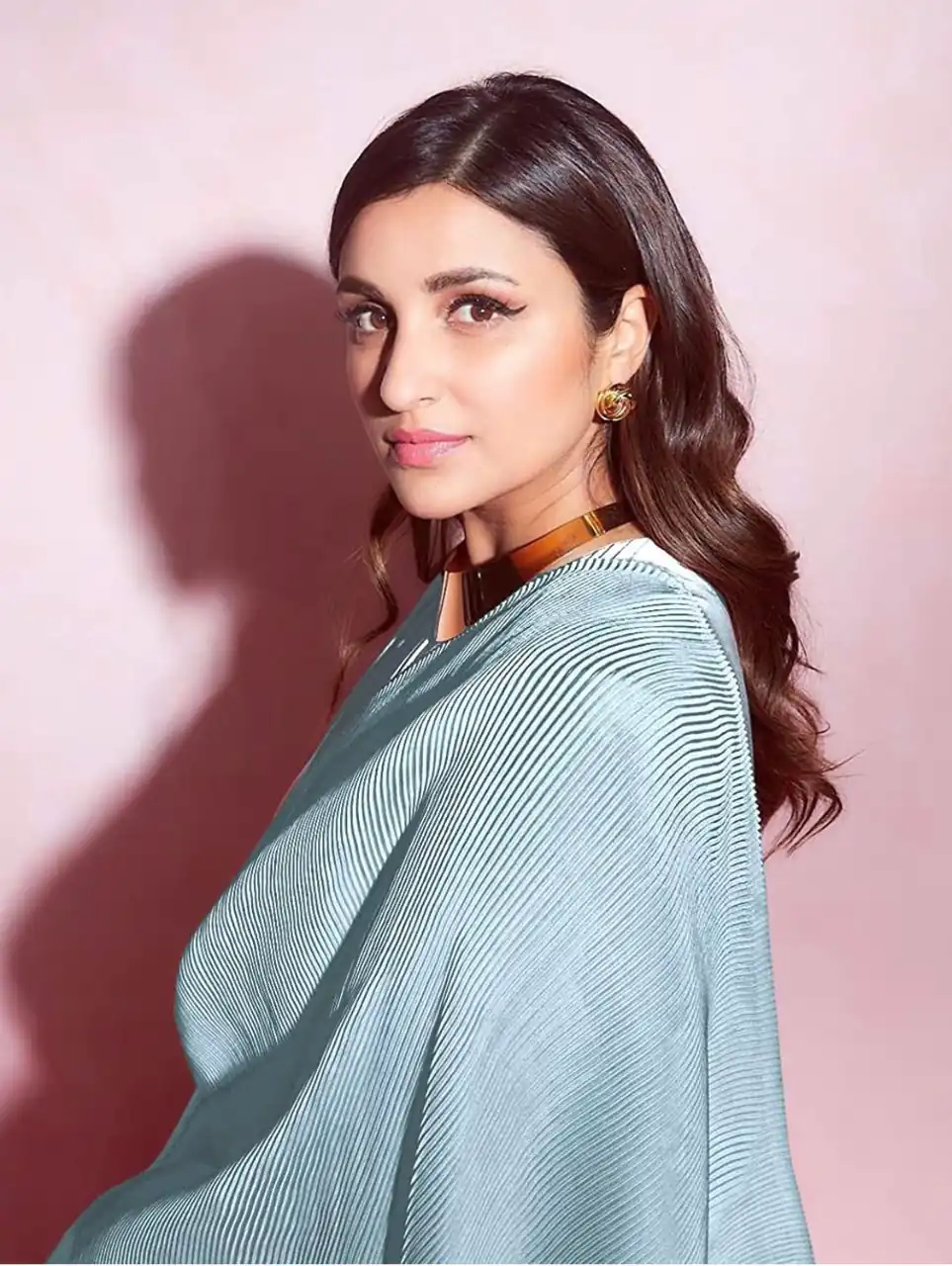 BT 1083 Sky Blue Saree : Premium Chinon Silk Work : Dazzling Pleating Work Casual, Party Wear, Wedding Parineeti Chopra Pleated Saree @1499/- | Bollywood Sarees, Creative Sarees, Designer Sarees, Embroidered Sarees, Party Wear Sarees, Sarees