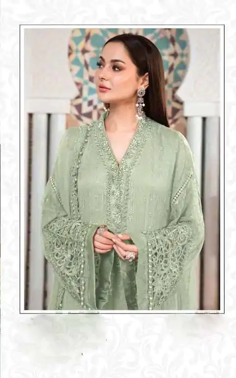 Designer Pakistani Style Green Color Salwar Suit - Image 2