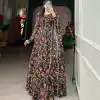 YNF 5003 Black Color Georgette Floral Printed Gown With Pearl Lace Border Dupatta Casual, Wedding, Party, Festive, Events Etc. 4-6 Working Days 1849/- | Bollywood Gowns, Creative Gowns, Designer Gowns, Embroidered Gowns, Gowns, Party Wear Gowns