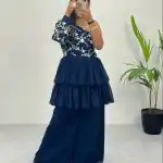 RC 263 Blue Heavy Georgette Embroidery Sequence Work Plazzo Suit Casual, Wedding, Party, Festive, Events Etc. Expected Delivery  4-6 Working Days @1749 | Casual Suits, Creative suits, Designer Suits, Palazzo Suits, Party Wear Suits, Salwar suit, Straight Suits