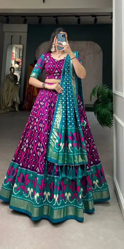 LNB 1615 Purple Color Tussar Silk Drawstring & Printed With Foil Print & Heavy Tassels Lehenga Choli   Expected Delivery 4-6 Working Days 2449/- | Bollywood Lehenga, Creative Lehenga, Designer Lehenga, Embroidered Lehenga, Lehenga, Party Wear Lehenga