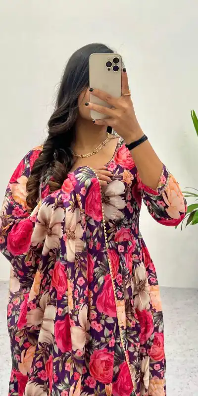 RC 264 Pink Color Heavy Chinon Printed Gown With Lace Border Dupatta Casual, Wedding, Party, Festive, Events Etc. 4-6 Working Days 1749/- | Bollywood Gowns, Creative Gowns, Designer Gowns, Embroidered Gowns, Gowns, Party Wear Gowns