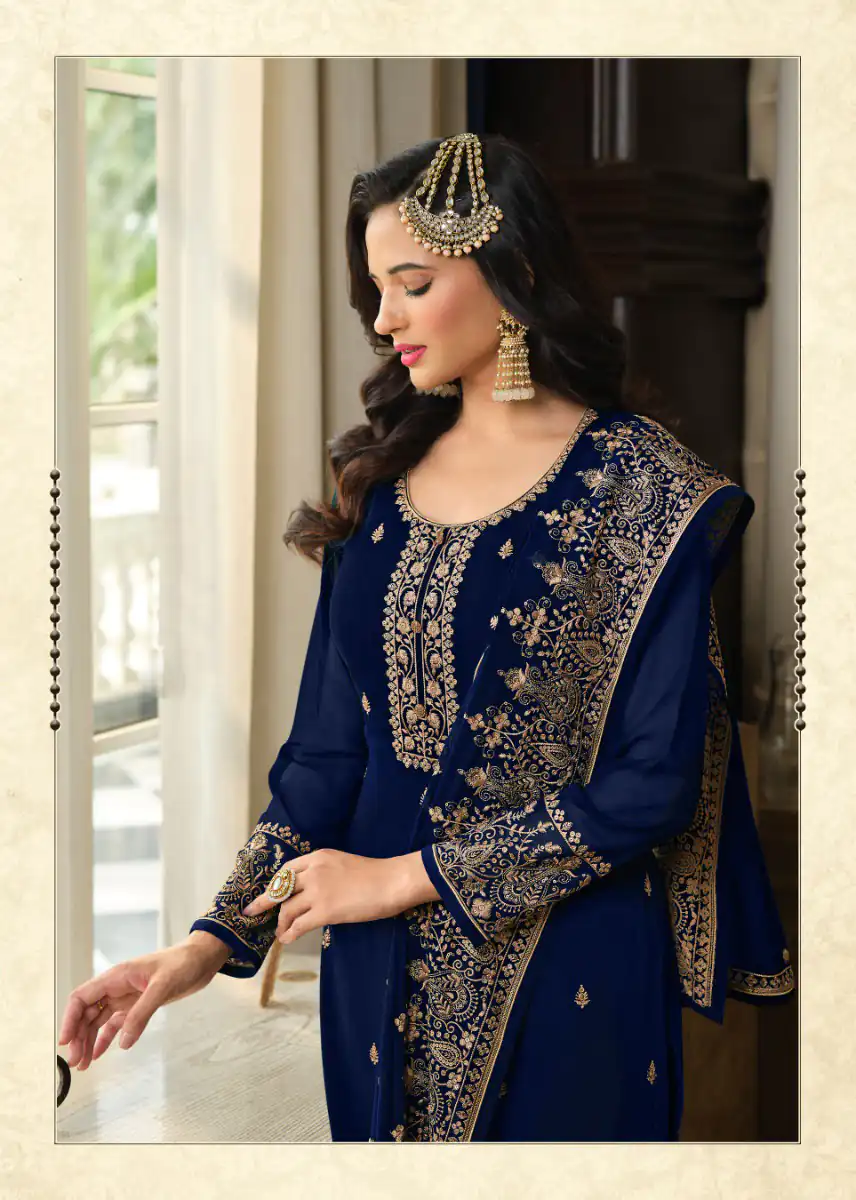 DS LT 8301 Blue color Georgette Embroidery Sequence Work Sharara Suit Wedding, Festive, Events Etc. Expected Delivery 4-6 Working Days @2149/- | Casual Suits, Jump Suits, Creative suits, Designer Suits, Palazzo Suits, Party Wear Suits, Patiala Suits, Salwar suit, Straight Suits