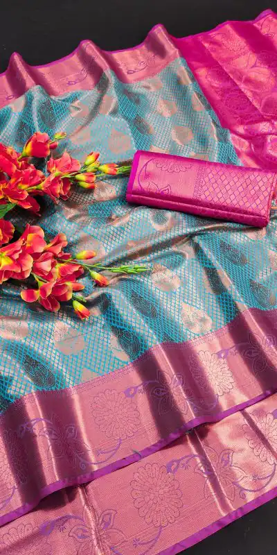 MB™3269 Blue Color Lichi Silk Gold, Silver Zari Weaving Saree Casual, Party Wear, Wedding, Events, Festival, Etc. Expected Delivery 4-6 Working Days @1599/- | Bollywood Sarees, Creative Sarees, Designer Sarees, Embroidered Sarees, Ethnic Saree, Modern Digital sarees, Party Wear Sarees, Sarees