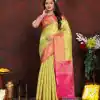 Adorable Parrot Green Color Lichi Silk Gold & Silver Zari Saree