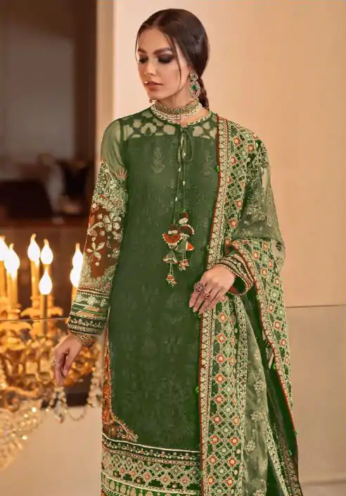 Ds 129 Stone Green Color Georgette Embroidery Stone work Sharara suit Wedding, Party, Festive, Events Etc. Expected Delivery 4-6 Working Days @2049/- | Casual Suits, Creative suits, Designer Suits, Palazzo Suits, Party Wear Suits, Salwar suit, Straight Suits