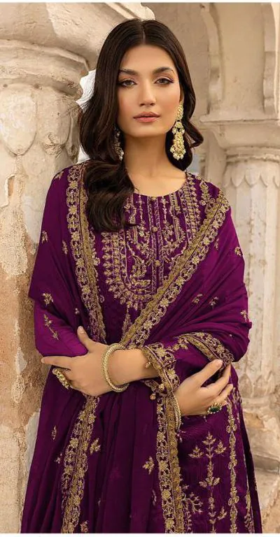 DS 1012 Purple Color Georgette Embroidered Sequence Salwar Suit Casual, Wedding, Festive, Events Etc. Expected Delivery 4-6 Working Days @1799/- | Jump Suits, Casual Suits, Creative suits, Designer Suits, Palazzo Suits, Party Wear Suits, Patiala Suits, Salwar suit, Straight Suits