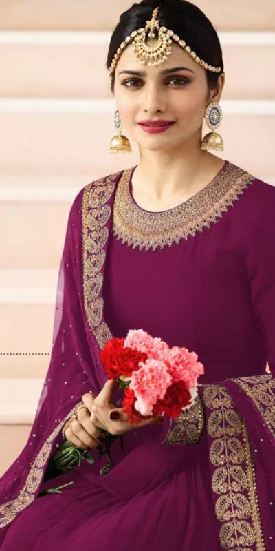 FC 7171 Purple Color Georgette Embroidery work Anarkali Suit Casual, Wedding, Party, Festive, Events Etc. Expected Delivery 4-6 Working Days @1999/- | Anarkali Suits, Bollywood Anarkali, Creative-Anarkali, Designer Anarkali, Embroidered Anarkali, Party Wear Anarkali