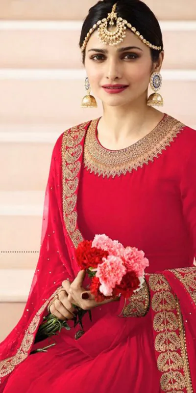FC 7171 Red Color Georgette Embroidery work Anarkali Suit Casual, Wedding, Party, Festive, Events Etc. Expected Delivery 4-6 Working Days @1999/- | Anarkali Suits, Bollywood Anarkali, Creative-Anarkali, Designer Anarkali, Embroidered Anarkali, Party Wear Anarkali