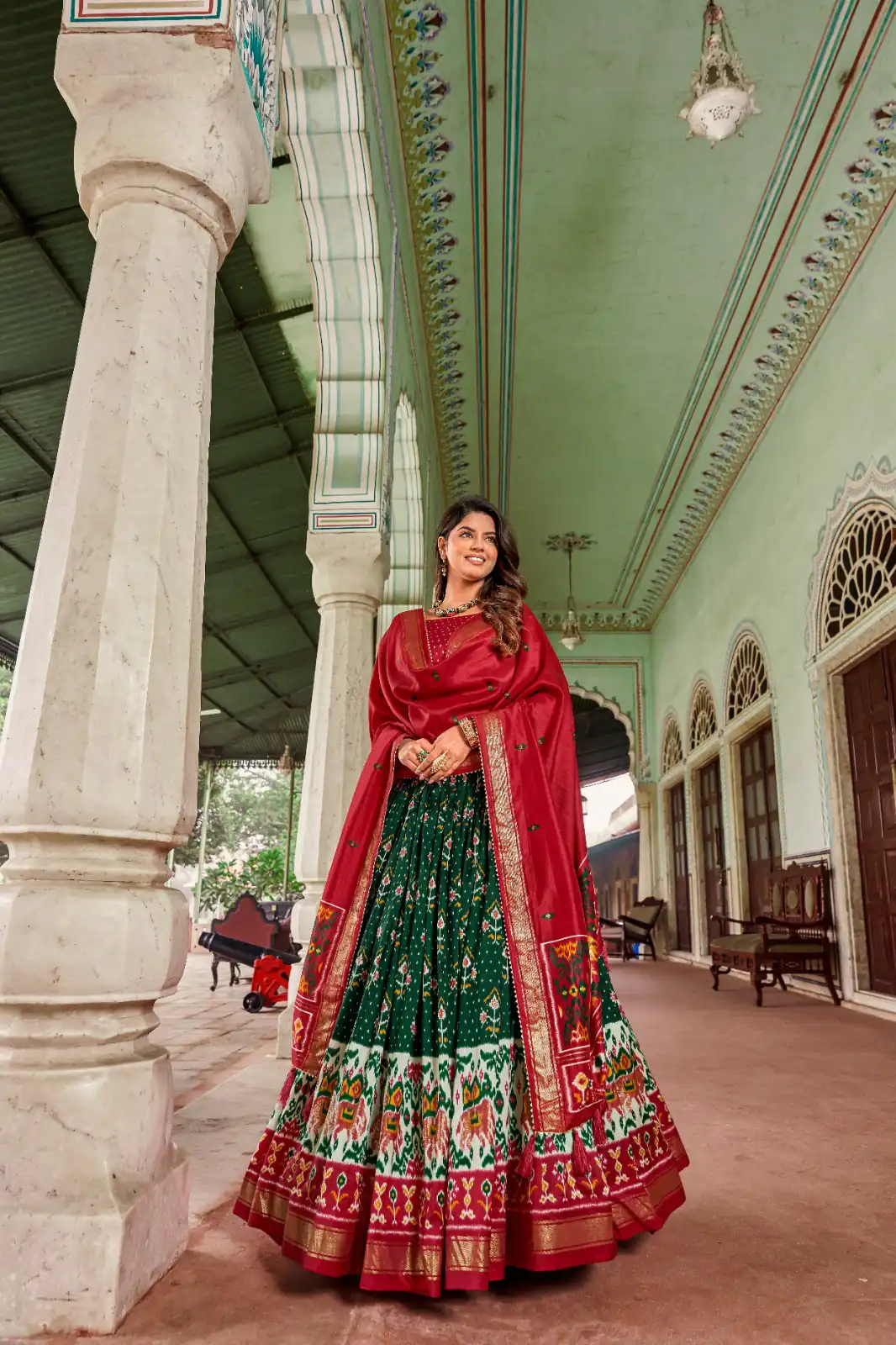LNB1691 Green Color Tussar Silk Patola Foil Printed Lehenga Choli Festive, Party, Wedding, Events etc. Expected Delivery 4-6 Working Days @2199/- | Bollywood Lehenga, Creative Lehenga, Designer Lehenga, Embroidered Lehenga, Lehenga, Party Wear Lehenga