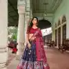 Attractive Navy Blue Color Tussar Silk Patola Printed Lehenga Choli