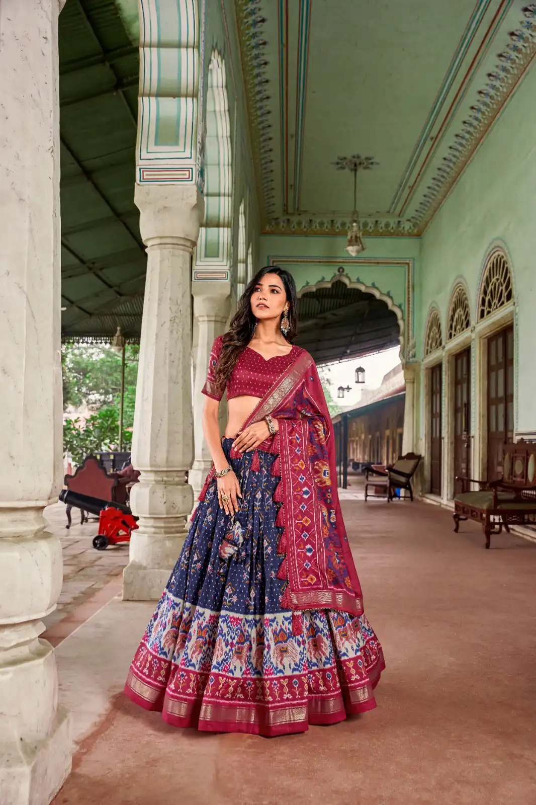 LNB1691 Navy Blue Color Tussar Silk Patola Printed Lehenga Choli Festive, Wedding, Party, Events etc. Expected 4-6 Working Days @2199/- | Bollywood Lehenga, Creative Lehenga, Designer Lehenga, Embroidered Lehenga, Lehenga, Party Wear Lehenga