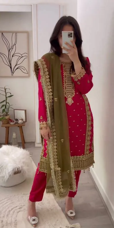 ZSR 3031 Rani Pink Color Embroidery Sequence Work Salwar Suit Casual, Wedding, Party, Festive, Events Etc. Expected Delivery 4-6 Working Days @2099/- | Jump Suits, Casual Suits, Creative suits, Designer Suits, Palazzo Suits, Party Wear Suits, Salwar suit, Straight Suits