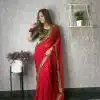 JR 543 Red Color Printed Georgette With Sequence Embroidery Lace Saree Casual, Party Wear, Wedding, Events Etc. Expected Delivery 4-6 Working Days 1449/- | Bollywood Sarees, Creative Sarees, Designer Sarees, Embroidered Sarees, Ethnic Saree, Modern Digital sarees, Party Wear Sarees, Sarees