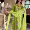 Awesome Green Color Georgette Embroidery Work Salwar Suit