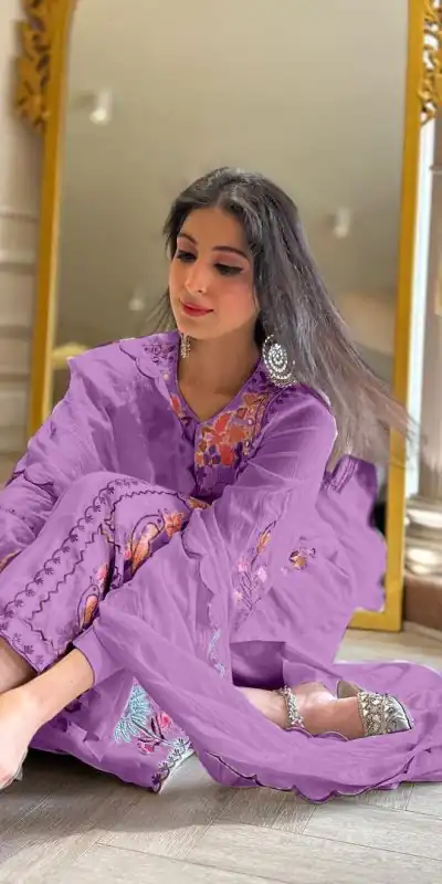 AD118 Violet Color Georgette Embroidery Work Salwar Suit Casual, Wedding, Festive, Events Etc. Expected Delivery  4-6 Working Days @1950/- | Jump Suits, Casual Suits, Creative suits, Designer Suits, Palazzo Suits, Party Wear Suits, Salwar suit, Straight Suits