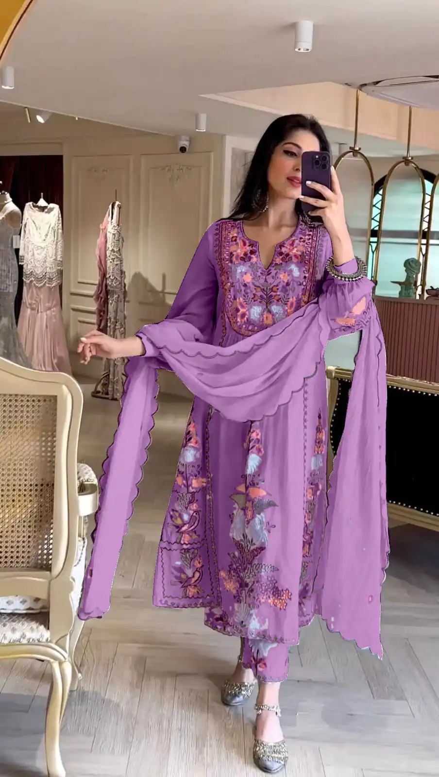 AD118 Violet Color Georgette Embroidery Work Salwar Suit Casual, Wedding, Festive, Events Etc. Expected Delivery  4-6 Working Days @1950/- | Jump Suits, Casual Suits, Creative suits, Designer Suits, Palazzo Suits, Party Wear Suits, Salwar suit, Straight Suits
