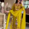 Awesome Yellow Color Georgette Embroidery Work Salwar Suit