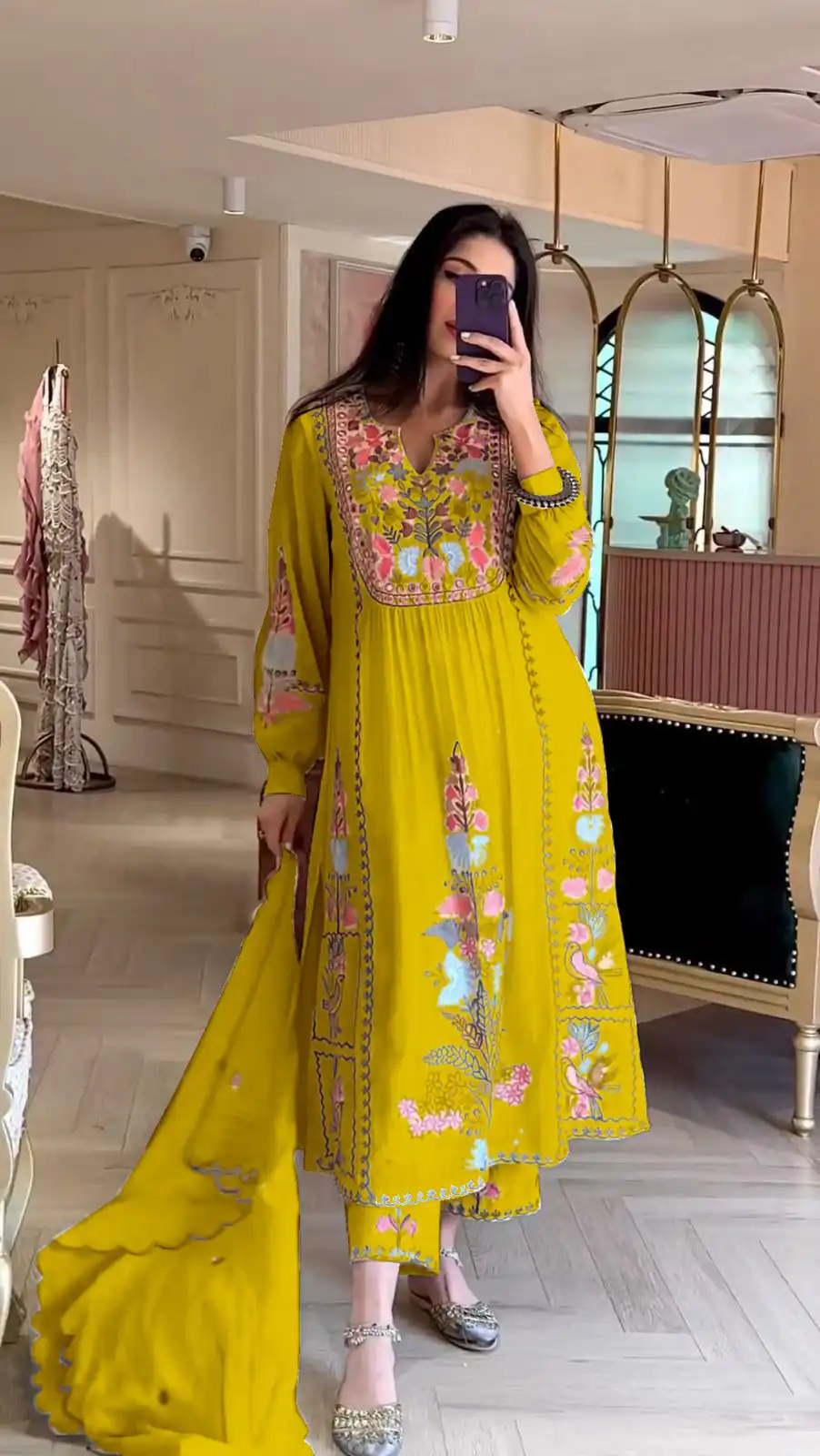 AD118 Yellow Color Georgette Embroidery Work Salwar Suit Casual, Wedding, Festive, Events Etc. Expected Delivery  4-6 Working Days @1950/- | Jump Suits, Casual Suits, Creative suits, Designer Suits, Palazzo Suits, Party Wear Suits, Salwar suit, Straight Suits