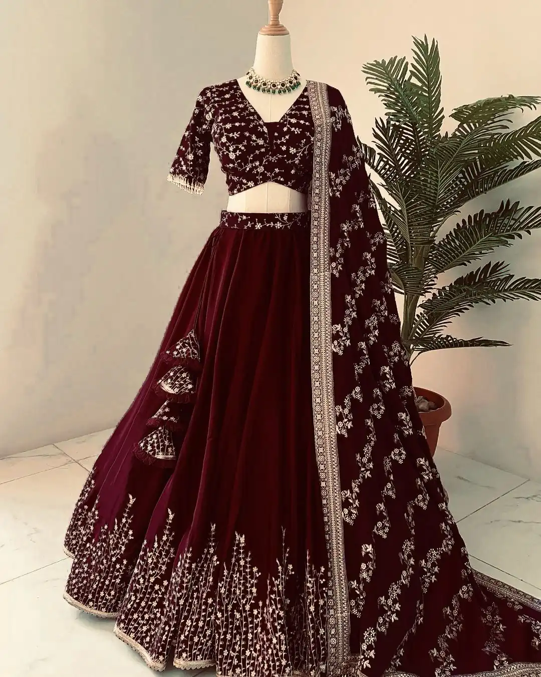 ZF 358 Dark Maroon Faux Georgette With Heavy Embroidery Sequence Work Lehenga Choli Wedding, Party, Events Etc. Expected Delivery 4-6 Working Days 2099/- | Bollywood Lehenga, Creative Lehenga, Designer Lehenga, Embroidered Lehenga, Lehenga, Party Wear Lehenga