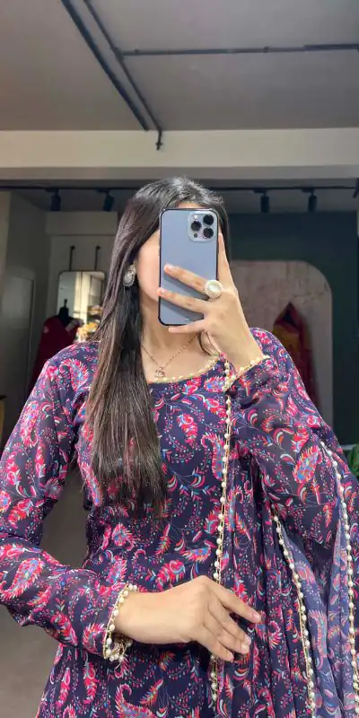 YNF 5008 Purple Color Georgette Floral Printed Party Wear Gown Casual, Wedding, Party, Festive, Events Etc. Expected Delivery 4-6 Working Days 1799/- | Bollywood Gowns, Creative Gowns, Designer Gowns, Embroidered Gowns, Gowns, Party Wear Gowns