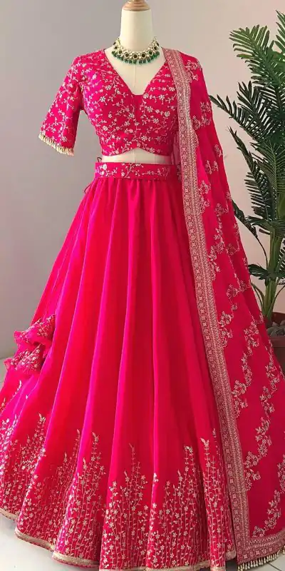 ZF 358 Rani Pink Color Faux Georgette With Heavy Embroidery Sequence Work Lehenga Choli Wedding, Party,Events Etc. Expected Delivery 4-6 Working Days 2099/- | Bollywood Lehenga, Creative Lehenga, Designer Lehenga, Embroidered Lehenga, Lehenga, Party Wear Lehenga