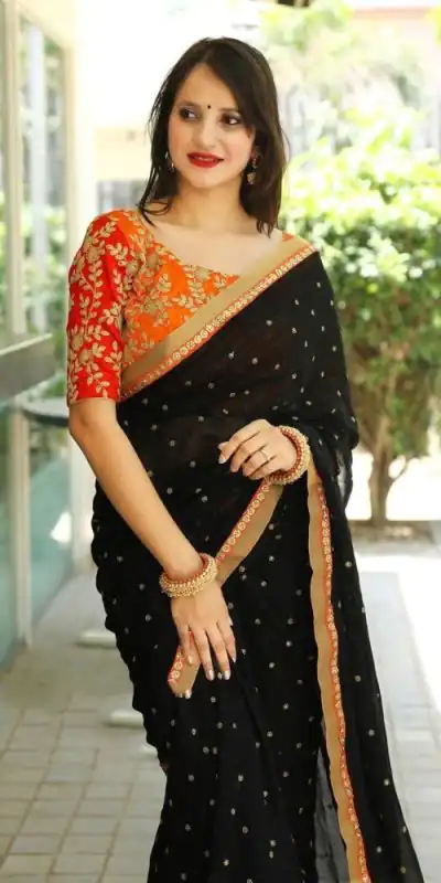 JR 464 Black Color Georgette Embroidery Sequence Work Saree Casual, Wedding, Festive, Events Etc. Expected Delivery 4-6 Working Days @1499/- | Bollywood Sarees, Creative Sarees, Designer Sarees, Embroidered Sarees, Ethnic Saree, Modern Digital sarees, Party Wear Sarees, Sarees