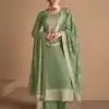 Charming Green Color Sequence Embroidery Stone Work Straight Salwar Suit