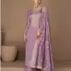 Charming Purple Color Sequence Embroidery Stone Work Straight Salwar Suit