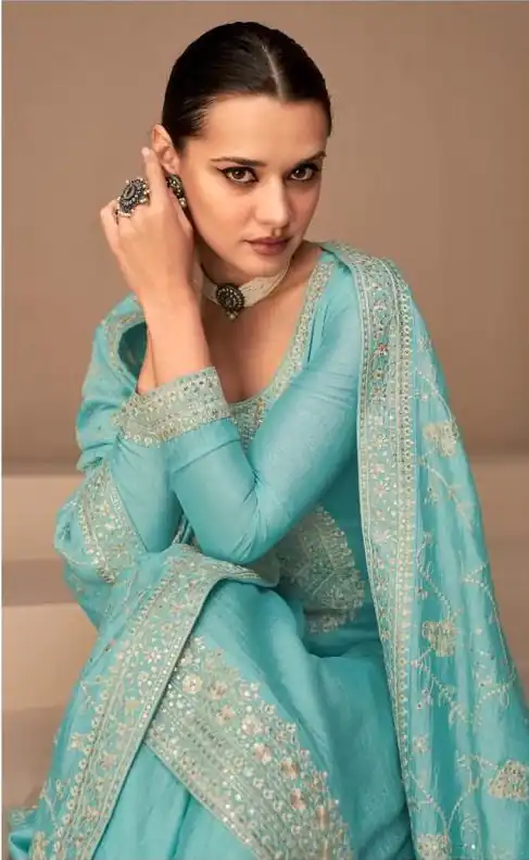 Ashirwad 9522 Sky Blue Color Sequence Embroidery Stone Work Salwar Suit , Wedding, Party, Festive, Events Etc. Expected Delivery 4-6 Working Days @2250/- | Jump Suits, Casual Suits, Creative suits, Designer Suits, Palazzo Suits, Party Wear Suits, Salwar suit, Straight Suits