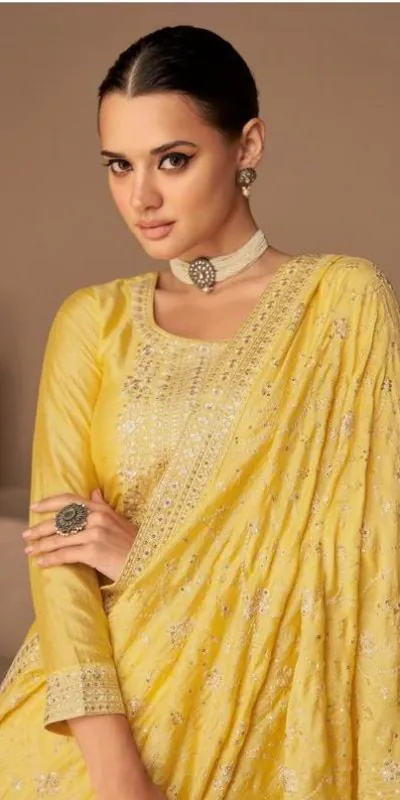 Ashirwad 9524 Yellow Color Sequence Embroidery Stone Work Salwar Suit , Wedding, Party, Festive, Events Etc. Expected Delivery 4-6 Working Days @2250/- | Jump Suits, Casual Suits, Creative suits, Designer Suits, Palazzo Suits, Party Wear Suits, Salwar suit, Straight Suits