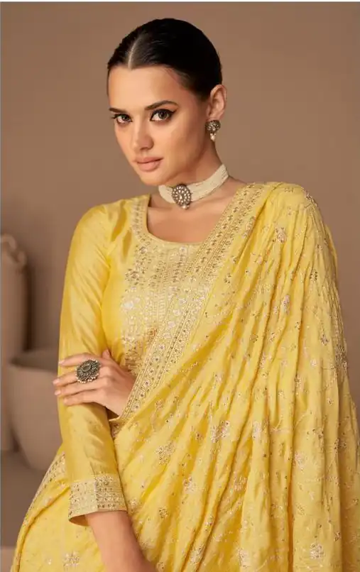 Ashirwad 9524 Yellow Color Sequence Embroidery Stone Work Salwar Suit , Wedding, Party, Festive, Events Etc. Expected Delivery 4-6 Working Days @2250/- | Jump Suits, Casual Suits, Creative suits, Designer Suits, Palazzo Suits, Party Wear Suits, Salwar suit, Straight Suits