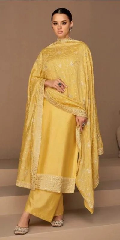 Ashirwad 9524 Yellow Color Sequence Embroidery Stone Work Salwar Suit , Wedding, Party, Festive, Events Etc. Expected Delivery 4-6 Working Days @2250/- | Jump Suits, Casual Suits, Creative suits, Designer Suits, Palazzo Suits, Party Wear Suits, Salwar suit, Straight Suits