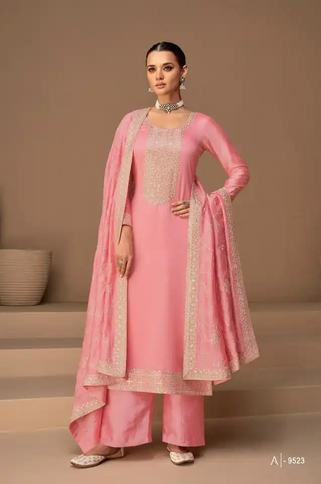 Ashirwad 9523 Pink Color Sequence Embroidery Stone Work Salwar Suit , Wedding, Party, Festive, Events Etc. Expected Delivery 4-6 Working Days @2250/- | Jump Suits, Casual Suits, Creative suits, Designer Suits, Palazzo Suits, Party Wear Suits, Salwar suit, Straight Suits