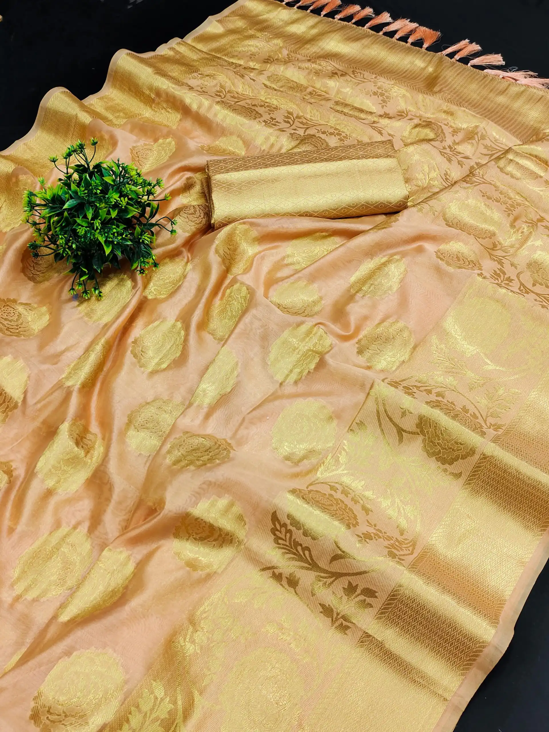 MB™️  3225 Golden Pink Color Pure Organza Gold Zari Weaving Silk Saree Casual, Festival, Wedding, Party Wear, Events, Etc. Delivery 4-6 Working Days @1499 | Bollywood Sarees, Creative Sarees, Designer Sarees, Embroidered Sarees, Ethnic Saree, Modern Digital sarees, Party Wear Sarees, Sarees