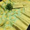 Classic Green Color Pure Organza Gold Zari Weaving Silk Saree
