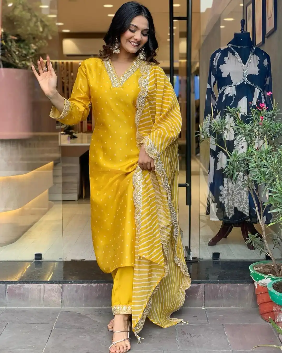 AD 149 Yellow Color Heavy Modal Silk Embroidery work Kurti Casual, Wedding, Party, Festive, Events Etc. Expected Delivery 4-6 Working Days @1899/- | Bollywood Kurti, Creative Kurtis, Designer Kurti, Kurti, Party Wear Kurti, Selfie Kurti
